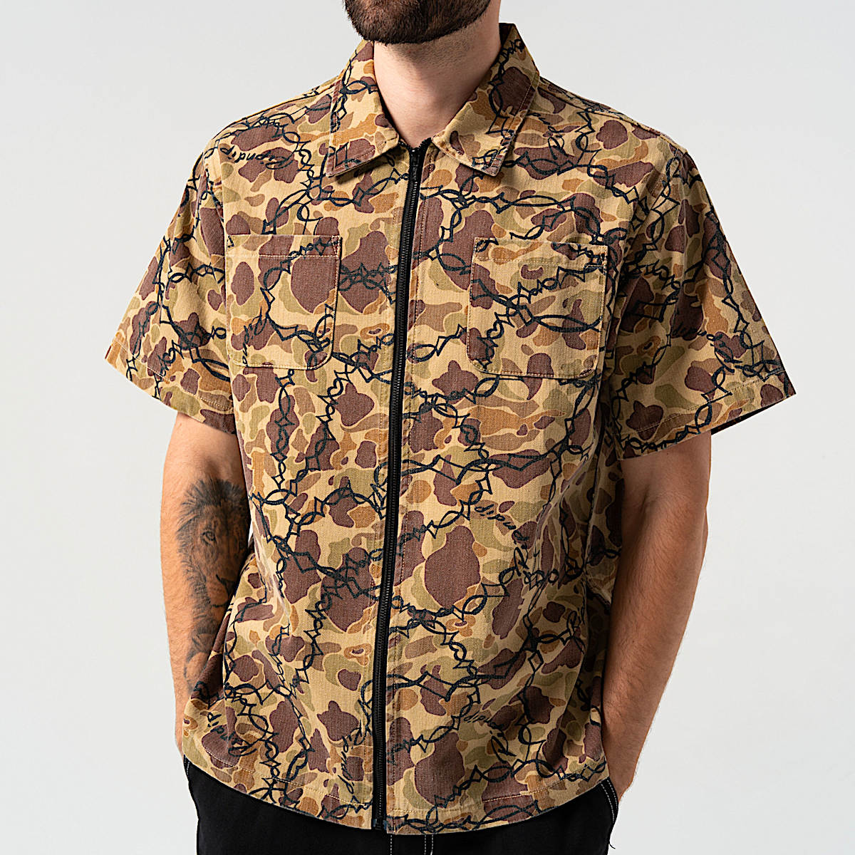 Wired Zip Up Shirt (Tan) - Image 2