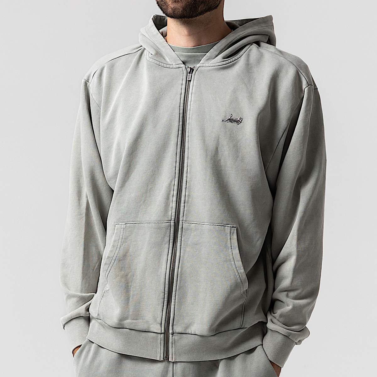 Castanza Zip Up Hoodie (Sage Vintage Wash) - Image 2