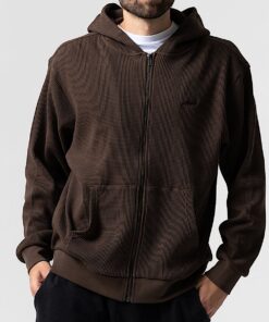 Alternative view of Castanza Waffle Knit Zip Up Hoodie (Brown)