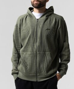 Alternative view of Castanza Waffle Knit Zip Up Hoodie (Olive)