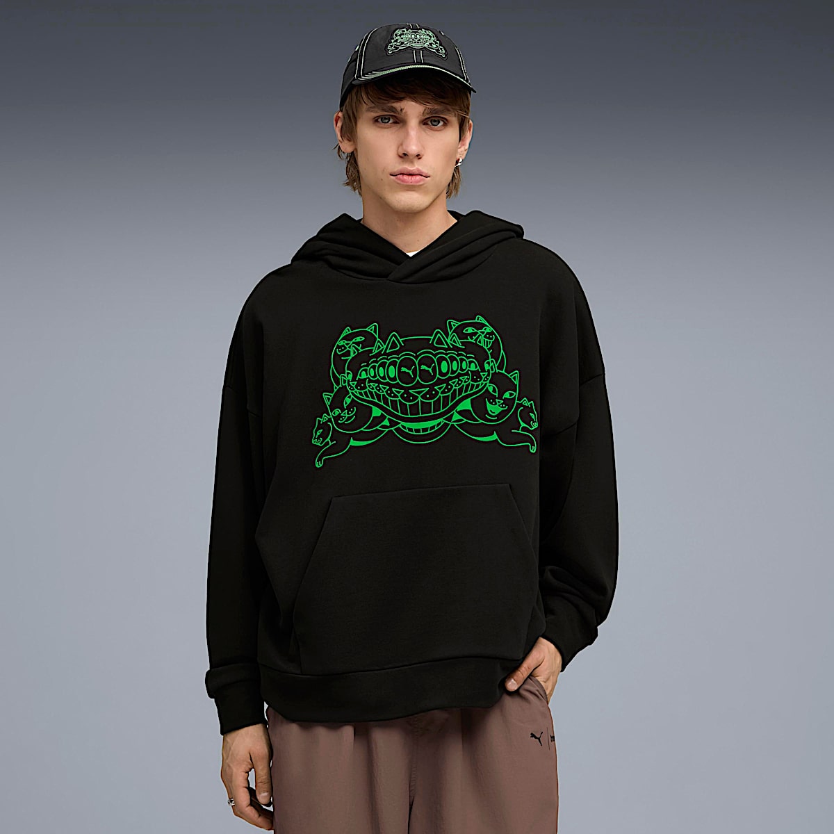 PUMA X RIPNDIP Boxy Graphic Hoodie (Puma Black) - Image 2