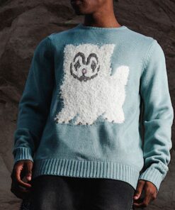 Alternative view of Pet Me Im Cute Knit Sweater (Heather Sage Grey)