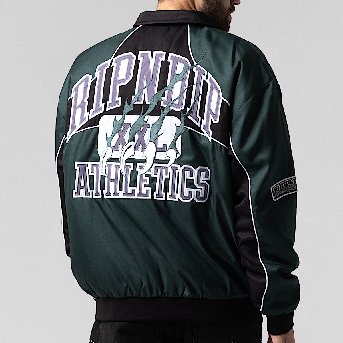 RIPNDIP Athletics Race Jacket (Hunter Green / Black) - Image 2