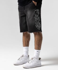 Alternative view of Pretty Flacko Denim Shorts (Black Vintage Wash Denim)