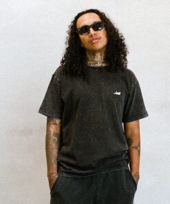 Alternative view of Castanza Short Sleeve Tee (Black Vintage Wash)