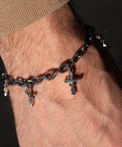 Alternative view of Charm Cross Bracelet (Silver)