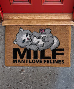 Alternative view of Man I Love Felines Rug (Brown)