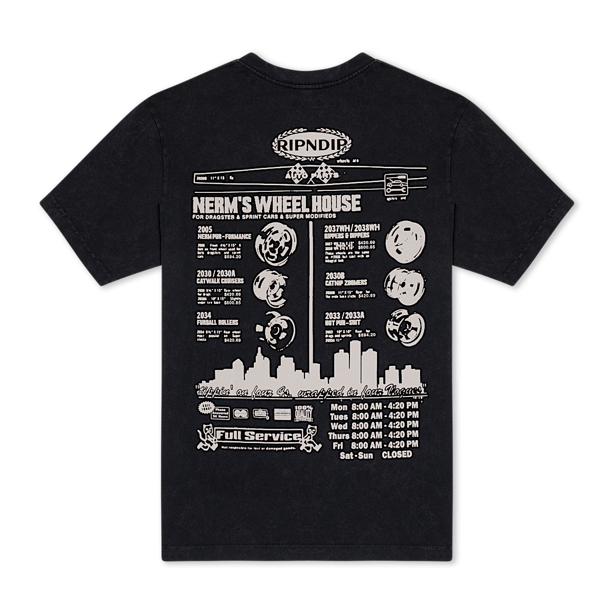 Nerm Wheels Tee (Black Vintage Wash) - Image 2