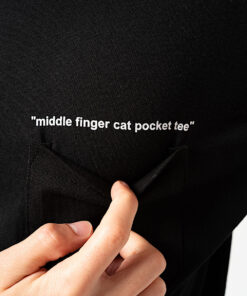 Alternative view of Middle Finger Cat Pocket Tee (Black)