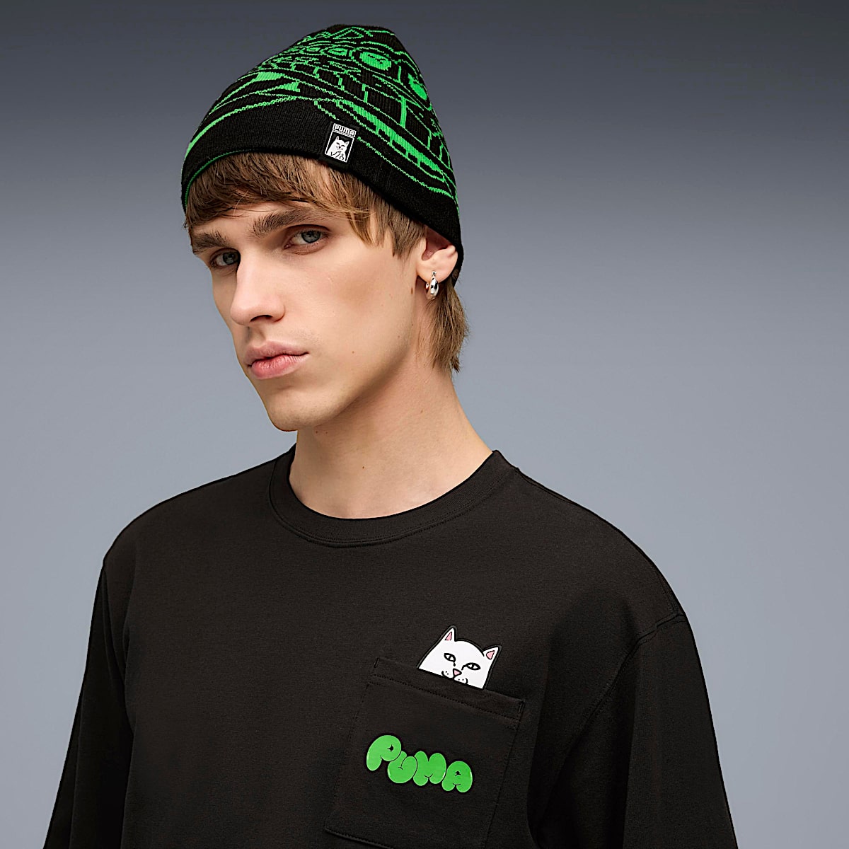 PUMA x RIPNDIP Reversable Skull Beanie (PUMA Black-Fluro Green Pes) - Image 3