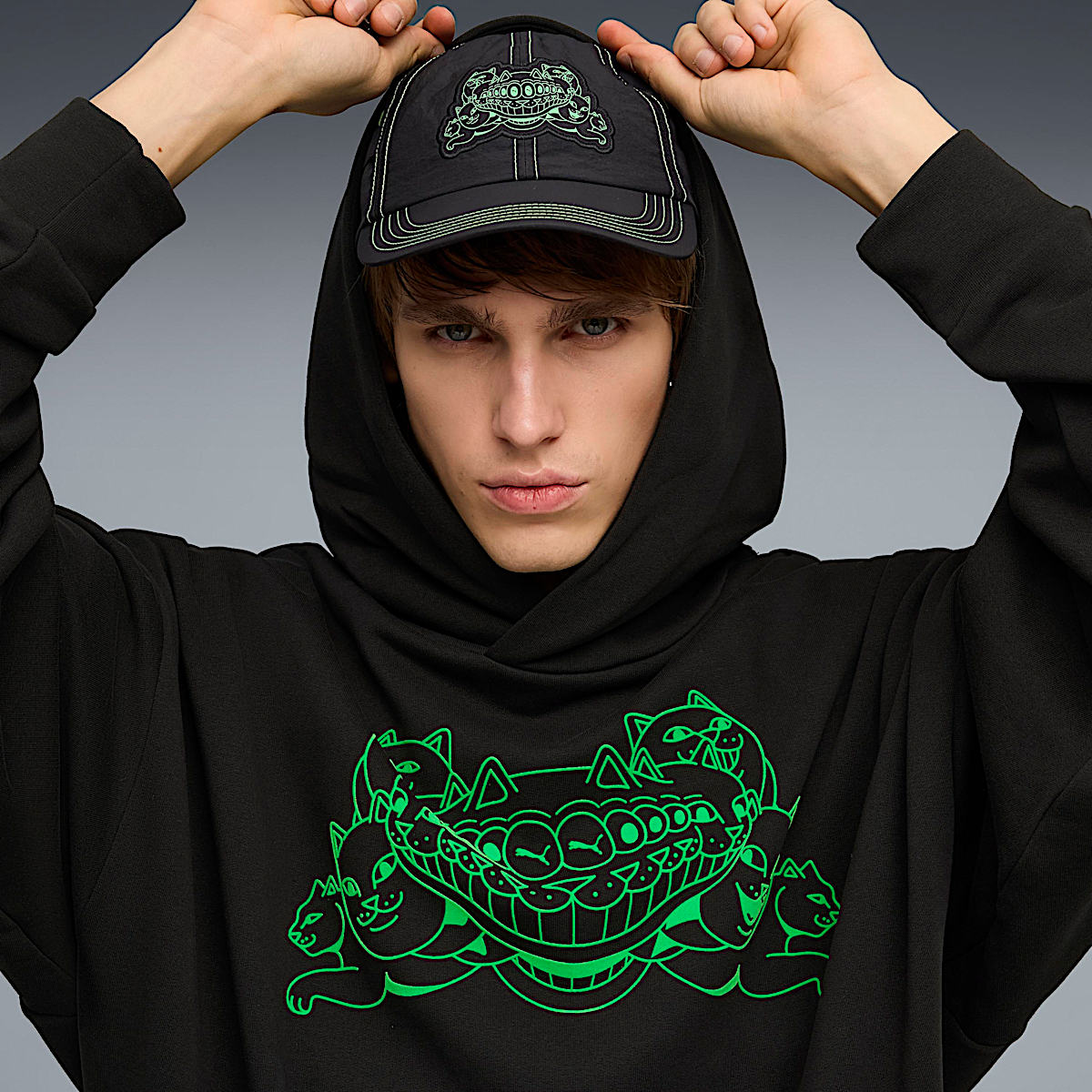 PUMA X RIPNDIP Boxy Graphic Hoodie (Puma Black) - Image 3