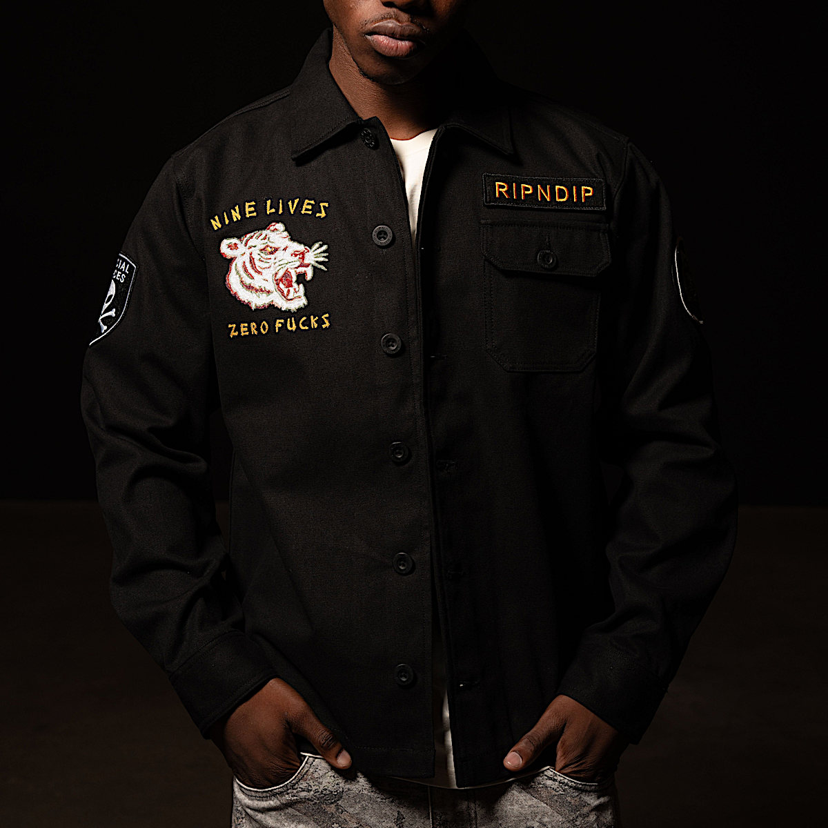 Nine Lives Military Jacket (Black) - Image 3