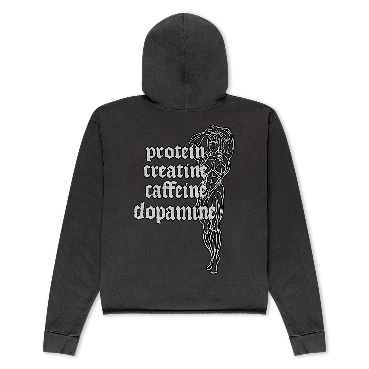 Protein Boxy Cropped 500GSM Hoodie (Gunmetal) - Image 3