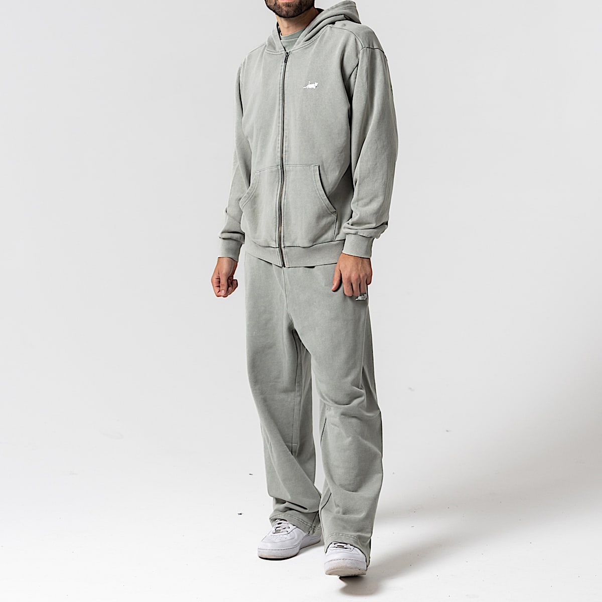 Castanza Zip Up Hoodie (Sage Vintage Wash) - Image 4