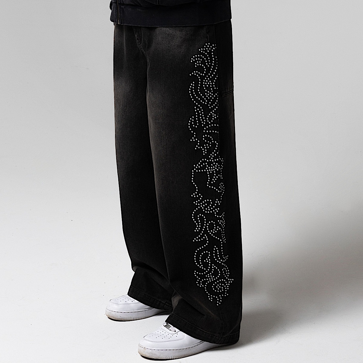 Pretty Flacko Extra Wide Leg Pants (Black Vintage Wash Denim) - Image 5