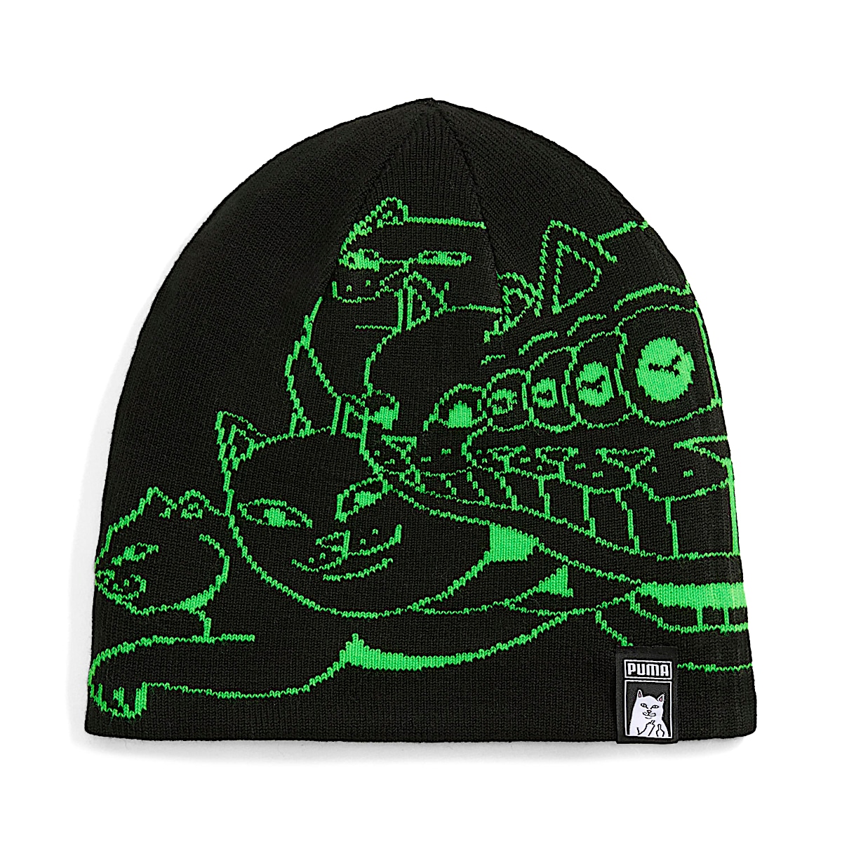 PUMA x RIPNDIP Reversable Skull Beanie (PUMA Black-Fluro Green Pes) - Image 5