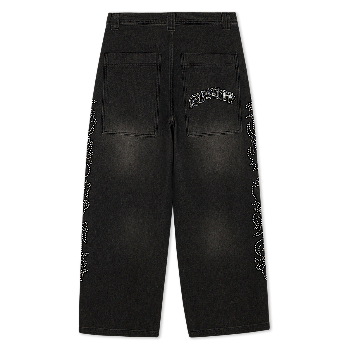 Pretty Flacko Extra Wide Leg Pants (Black Vintage Wash Denim) - Image 6