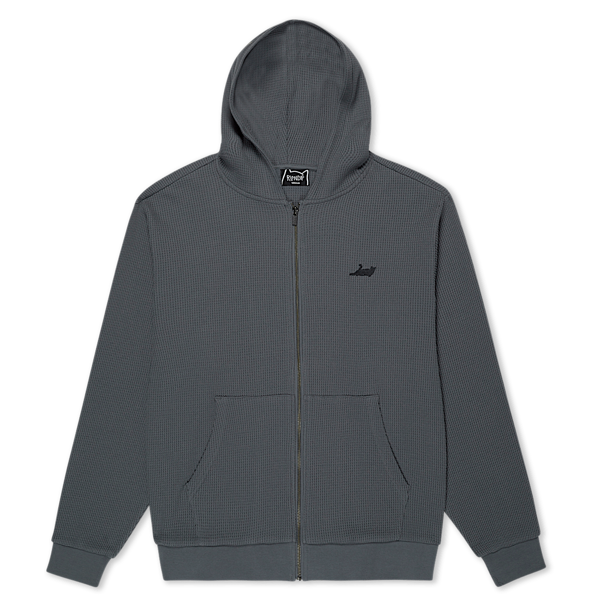 Castanza Waffle Knit Zip Up Hoodie (Charcoal)