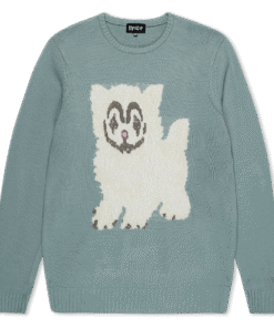 Pet Me Im Cute Knit Sweater (Heather Sage Grey)