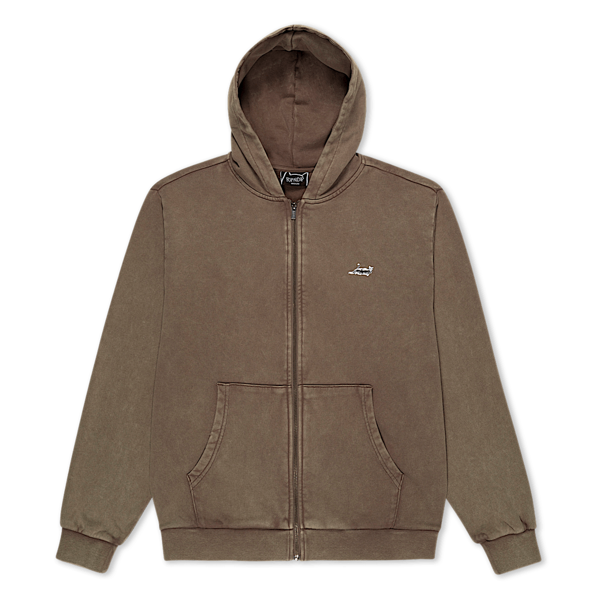 Castanza Zip Up Hoodie (Brown Vintage Wash)